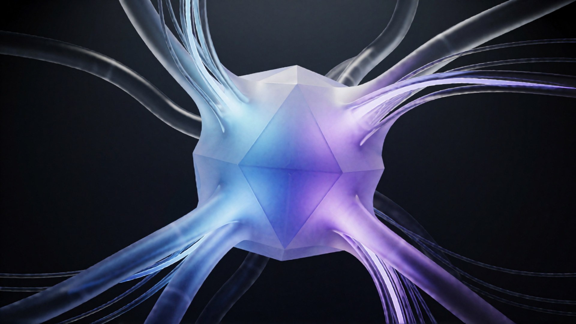 Abstraktes Symbol eines Datenconnectors in Babyblau und Violett, das die Verbindung zwischen Systemen darstellt.